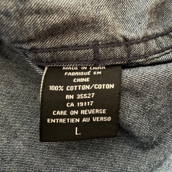 Marithe Francois Girbaud Men's Blue Camo Denim Button Down Shirt Long Sleeve L - Picture 6 of 6